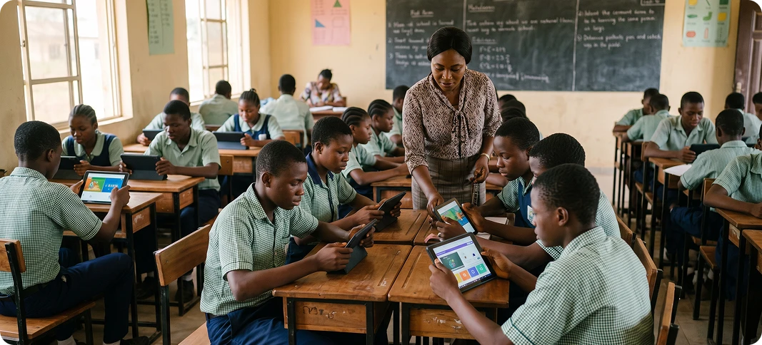 Digital learning deployment in a Nigerian school demonstrating scale and durability